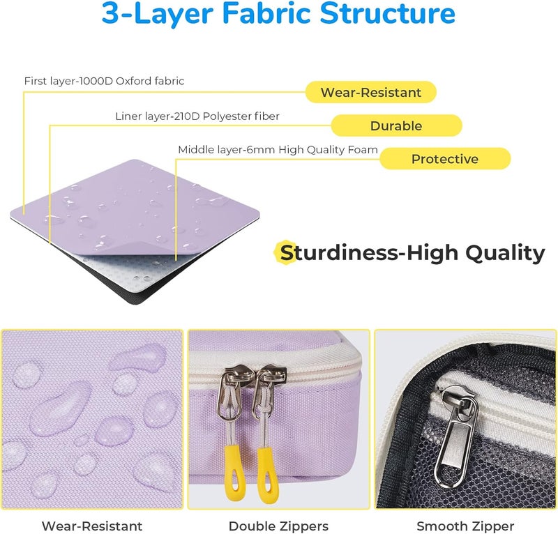 ECHSRT Pencil Case for Men Women, Large Pen Bag for Adults, Portable Pencil Pouch Aesthetic with Handle, Zipper Cases for Office Organizer Purple for Girls - Image 4